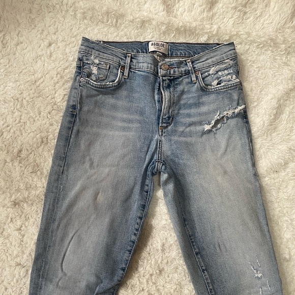 Agolde Light Blue Distressed Skinny Jeans - Picture 11 of 15